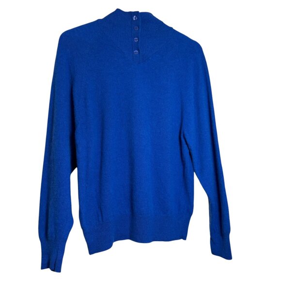 Daniel Caron Wool Blend Cobalt Blue Mock Turtle Neck Long Sleeve Sweater Size M - Picture 5 of 12